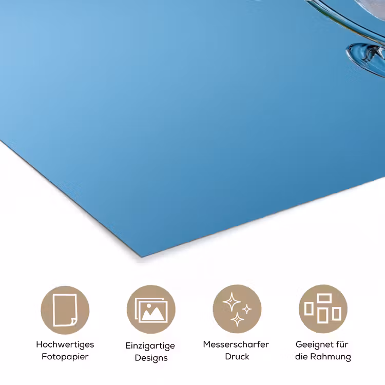 Lelies - Blauw - Glazen poster papier klein -tcloseup_DE