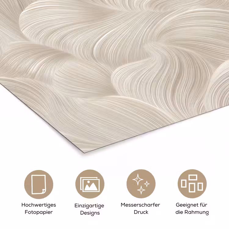 Lijnen - Waaier - Beige poster papier klein 62 -tcloseup_DE