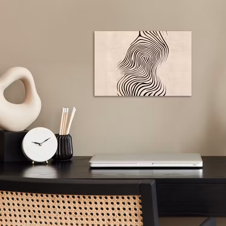Lijnen - Abstract - Golvend - Zwart poster papier klein -sfeer1