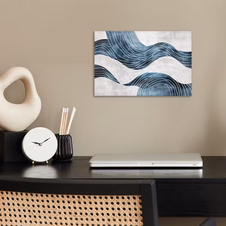 Lijnen - Golven - Abstract - Blauw poster papier klein -sfeer1