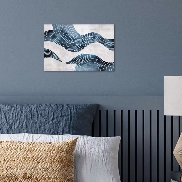 Lijnen - Golven - Abstract - Blauw poster papier klein -sfeer2