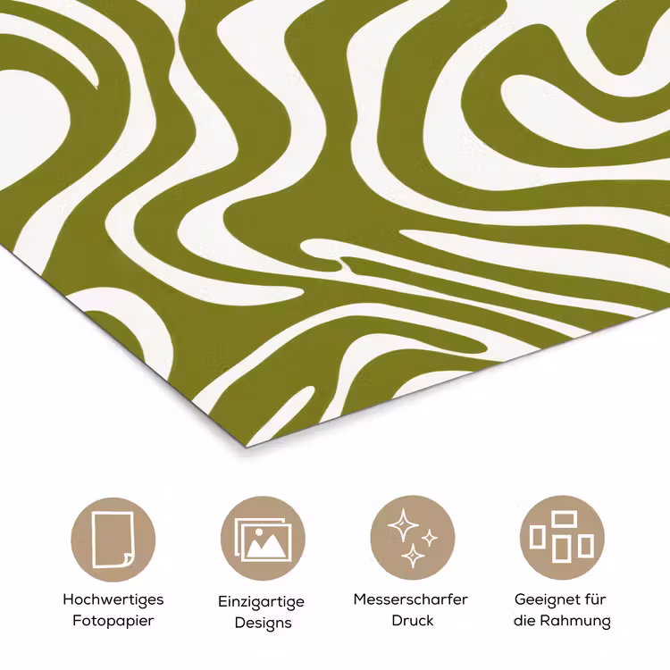 Lijnpatroon - Groen - Organisch poster papier klein 62 -tcloseup_DE
