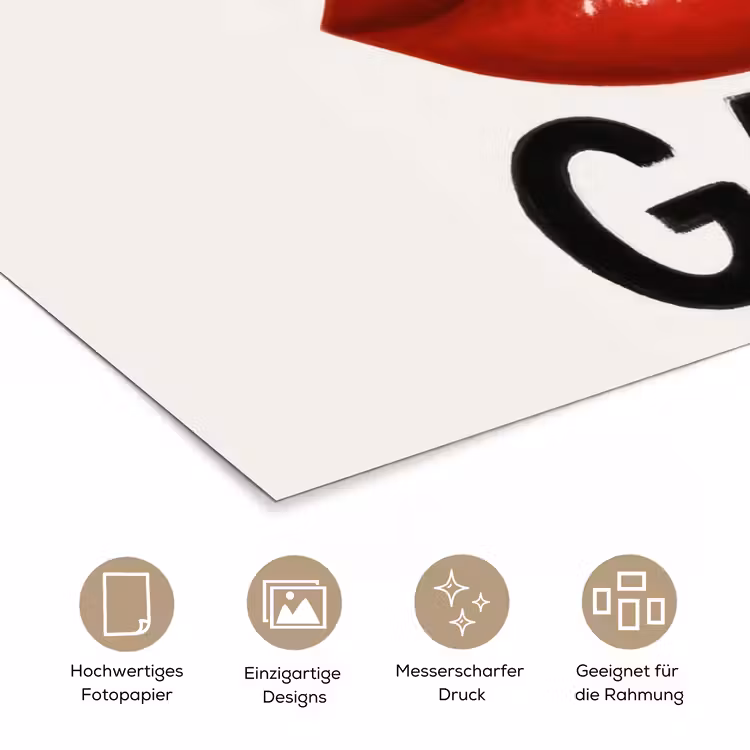 Lip - Girl - Rood - Letters poster papier klein -tcloseup_DE
