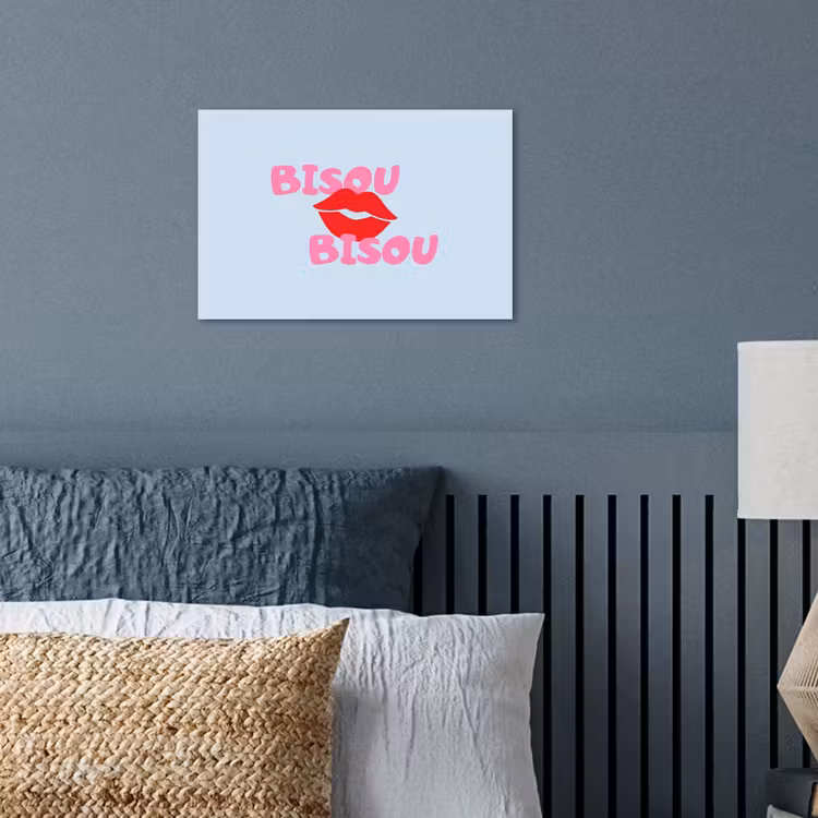 Lippen - Bisou - Blauw poster papier klein -sfeer2