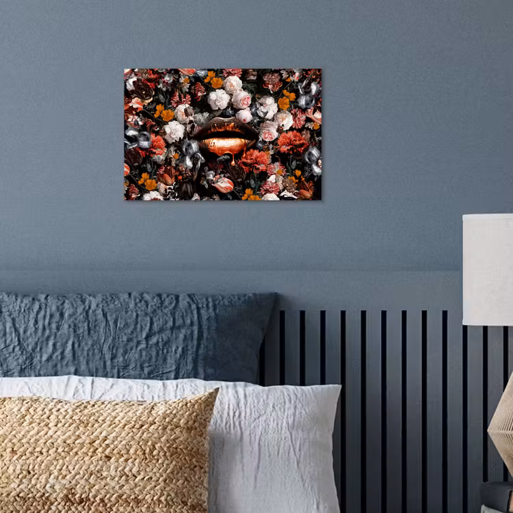 Lippen - Bloemen - Verf - Oranje - Kunst - Abstract - Oude meesters poster papier klein -sfeer2