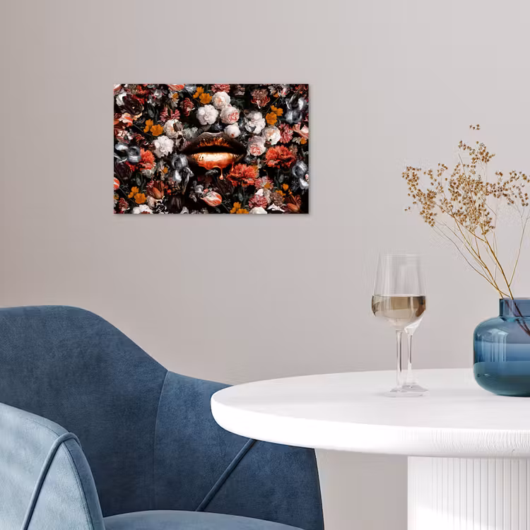 Lippen - Bloemen - Verf - Oranje - Kunst - Abstract - Oude meesters poster papier klein -sfeer3