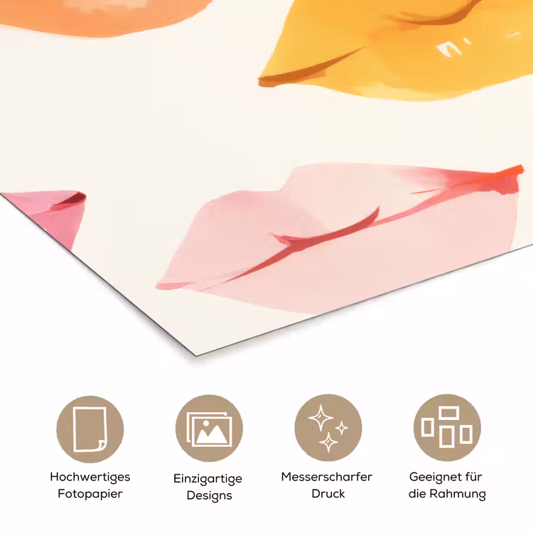 Lippen - Kleurrijk - Glanzend poster papier klein -tcloseup_DE