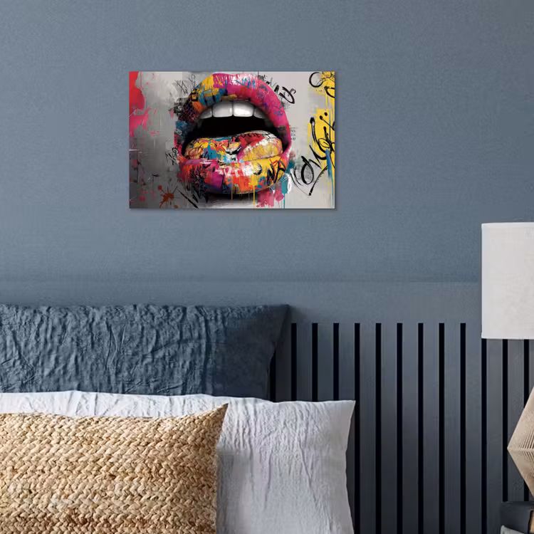 Lippen - Graffiti - Expressief poster papier klein -sfeer2