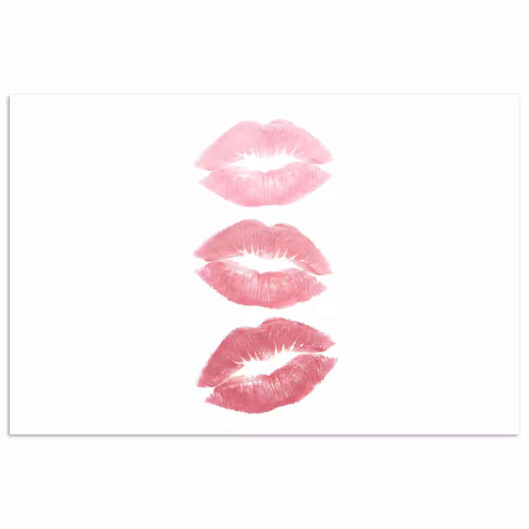 Lippen - Kusafdruk - Roze - Modern - Abstract poster papier klein -3d