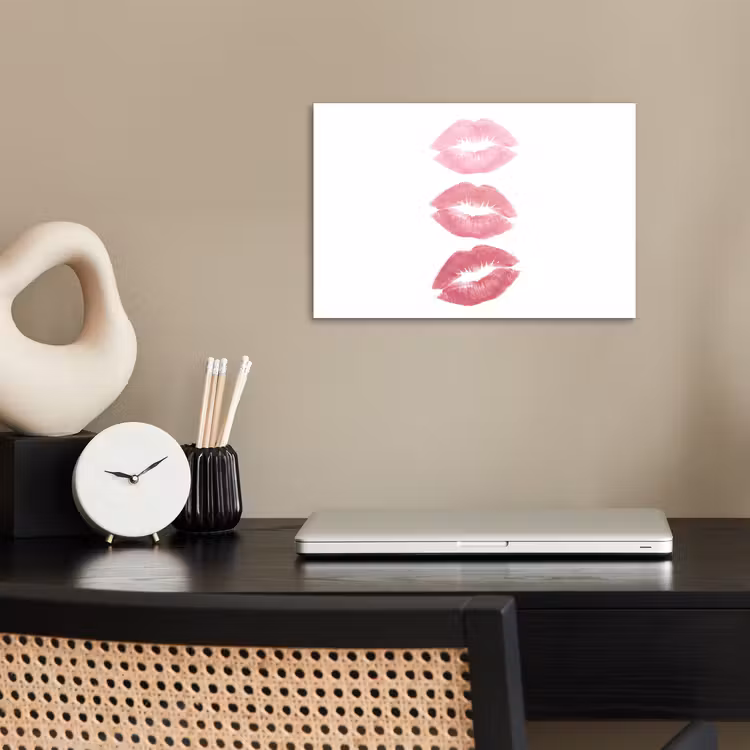 Lippen - Kusafdruk - Roze - Modern - Abstract poster papier klein -sfeer1