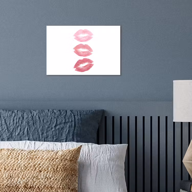 Lippen - Kusafdruk - Roze - Modern - Abstract poster papier klein -sfeer2