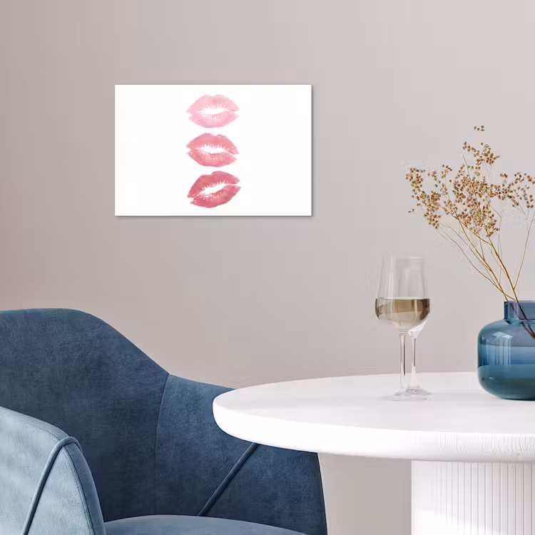 Lippen - Kusafdruk - Roze - Modern - Abstract poster papier klein -sfeer3