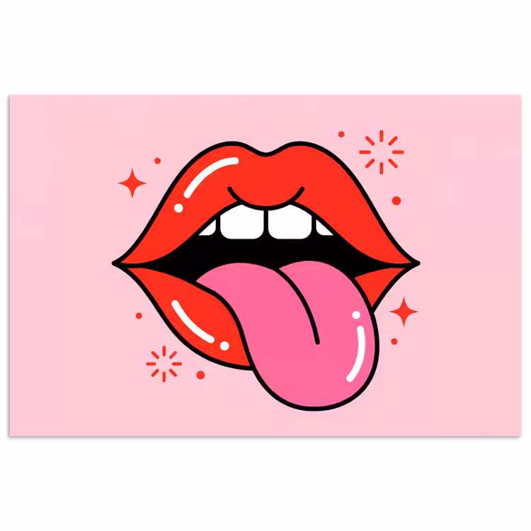 Lippen - Tong - Pop-art - Kleurrijk - Roze poster papier klein -3d