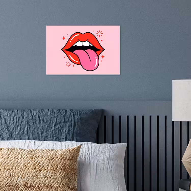 Lippen - Tong - Pop-art - Kleurrijk - Roze poster papier klein -sfeer2