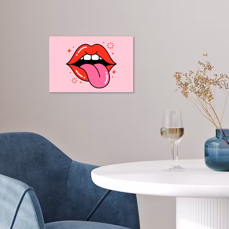 Lippen - Tong - Pop-art - Kleurrijk - Roze poster papier klein -sfeer3
