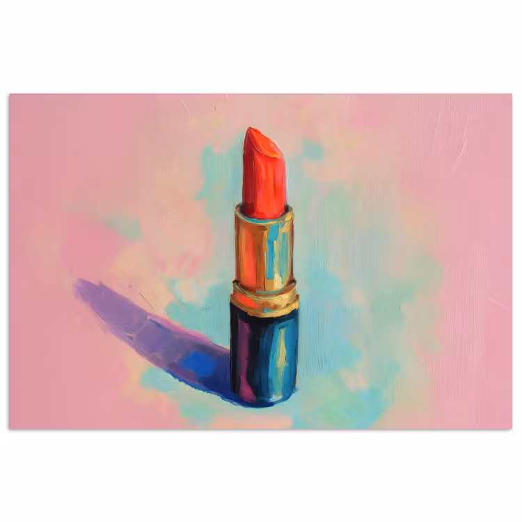 Lippenstift - Rood - Penseelstreken poster papier klein -3d
