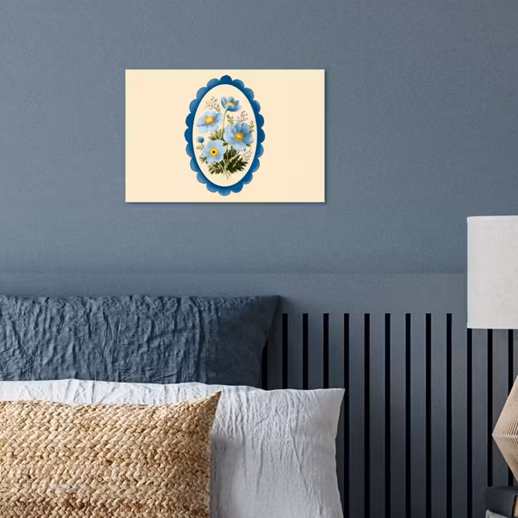 Lijst - Bloemen - Lichtblauw - Illustratie poster papier klein -sfeer2