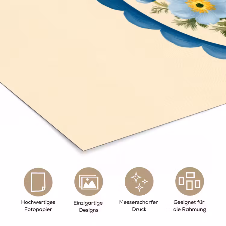 Lijst - Bloemen - Lichtblauw - Illustratie poster papier klein -tcloseup_DE
