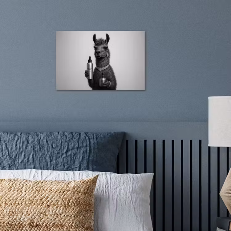 Lama - Flessen - Zwart - Wit poster papier klein -sfeer2