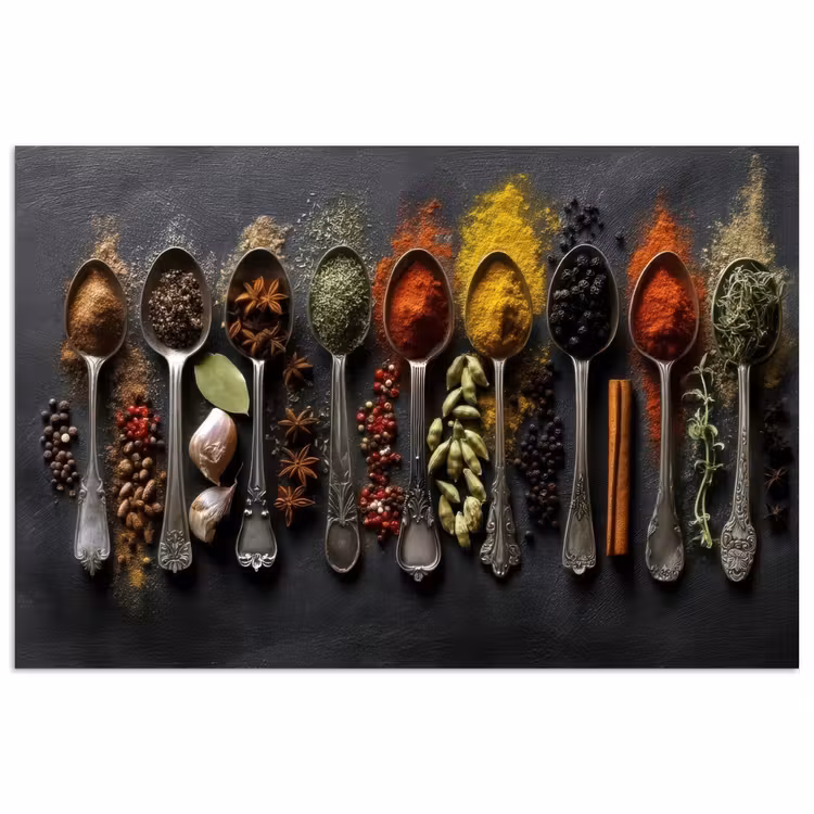 Lepels - Specerijen - Kaneel - Chili poster papier klein -3d