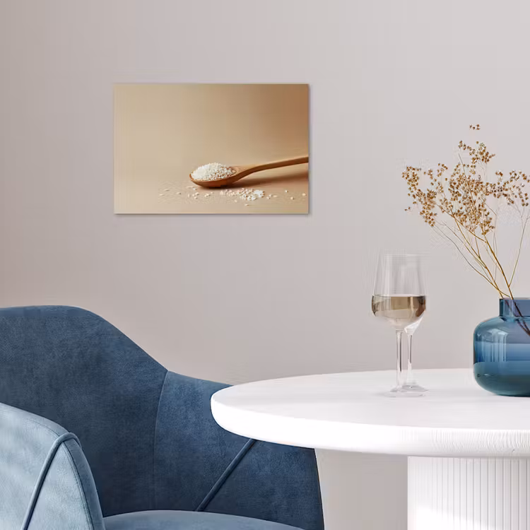 Lepel - Rijst - Hout - Beige poster papier klein -sfeer3