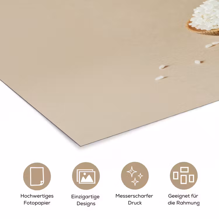 Lepel - Rijst - Hout - Beige poster papier klein -tcloseup_DE