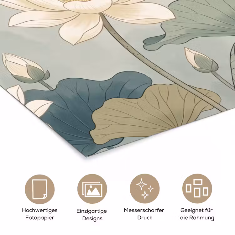 Lotus - Bloemen - Groen poster papier klein -tcloseup_DE