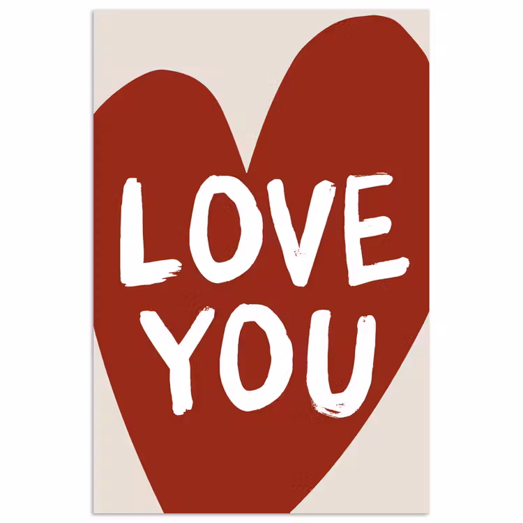 Loveyou - Hart - Rood poster papier klein -3d