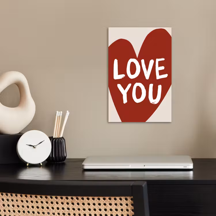 Loveyou - Hart - Rood poster papier klein -sfeer1