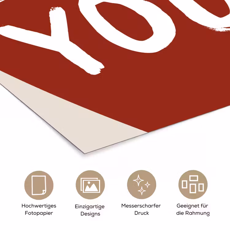 Loveyou - Hart - Rood poster papier klein -tcloseup_DE