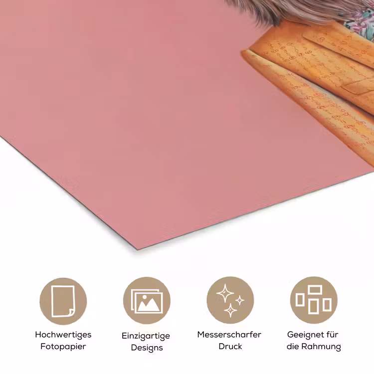 Leeuw - Pak - Geruit - Bril poster papier klein -tcloseup_DE