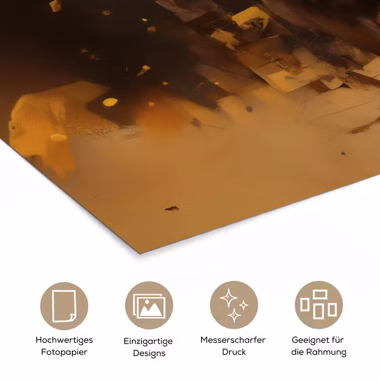 Leeuw - Geschilderd - Abstract - Goud poster papier klein -tcloseup_DE