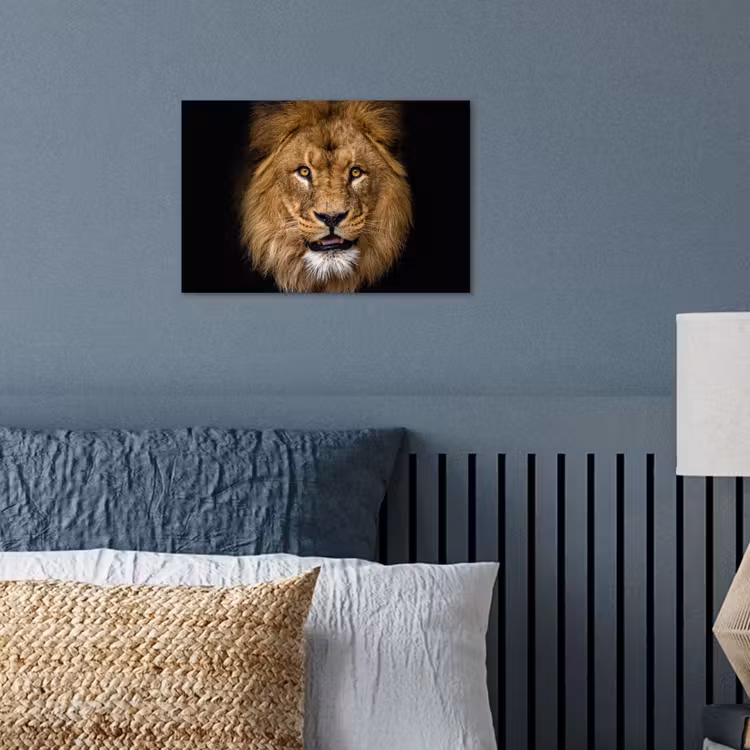 Leeuw - Portret - Zwart - Dieren poster papier klein -sfeer2