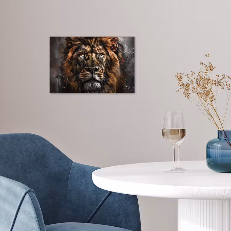 Leeuw - Dieren - Portret - Zwart - Luxe poster papier klein -sfeer3