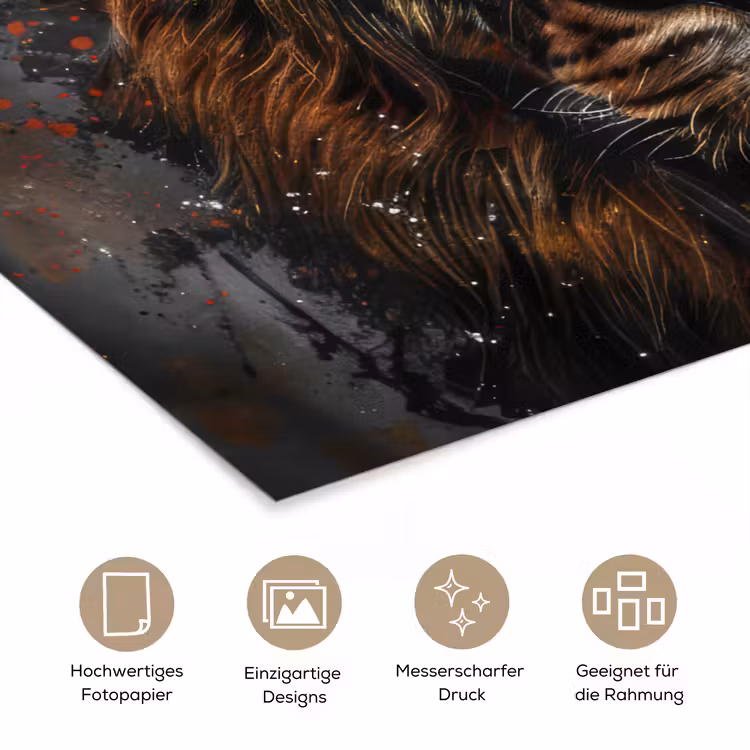 Leeuw - Dieren - Portret - Zwart - Luxe poster papier klein -tcloseup_DE