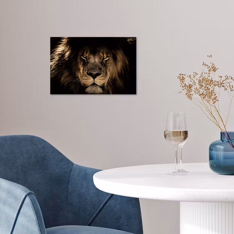 Leeuw - Dieren - Zwart - Portret poster papier klein -sfeer3