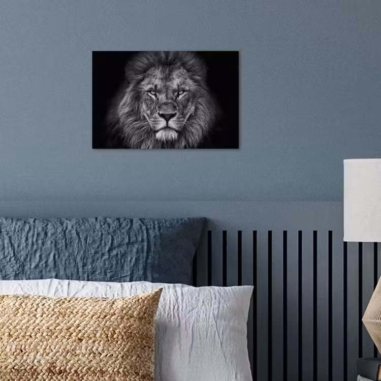 Leeuw - Dieren - Zwart - Wit poster papier klein -sfeer2