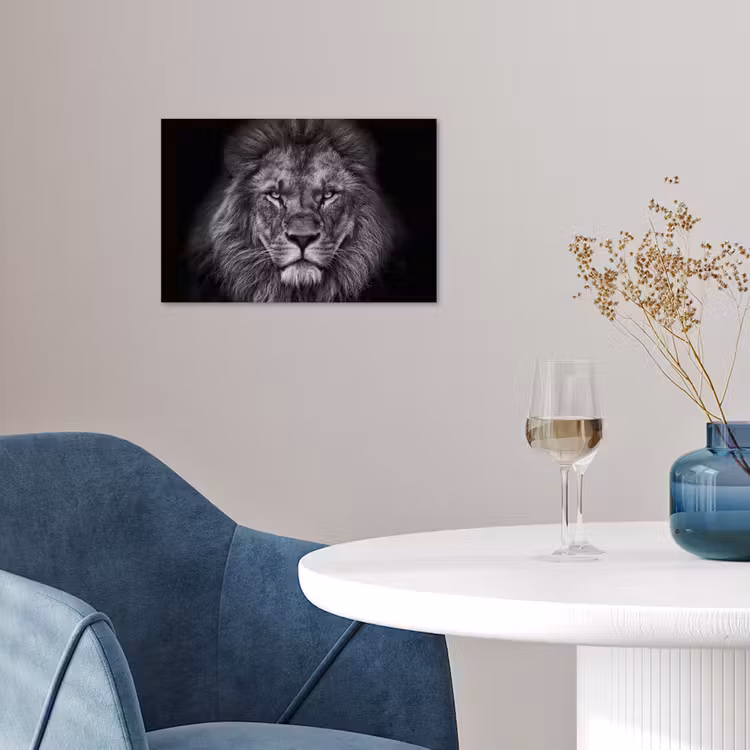Leeuw - Dieren - Zwart - Wit poster papier klein -sfeer3