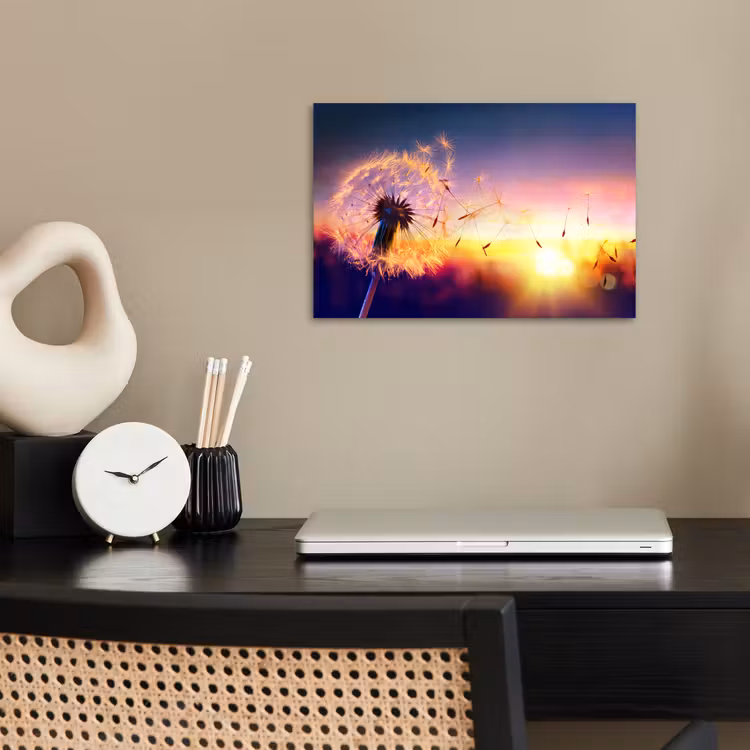 Paardenbloem - Bloemen - Zonsondergang - Horizon - Nacht poster papier klein -sfeer1