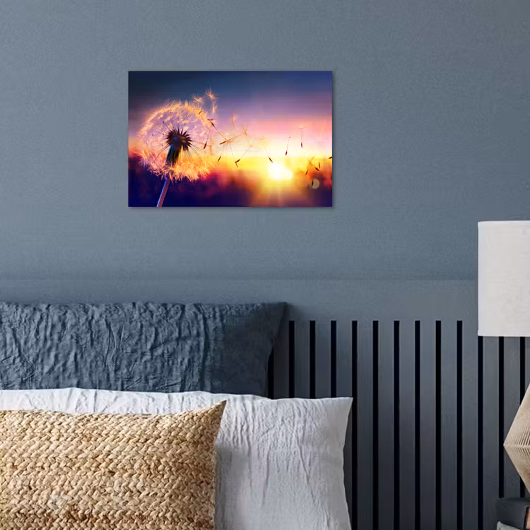 Paardenbloem - Bloemen - Zonsondergang - Horizon - Nacht poster papier klein -sfeer2