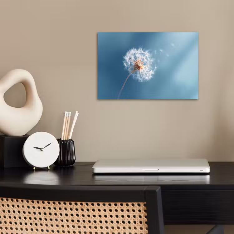 Paardenbloem - Wind - Blauw poster papier klein -sfeer1