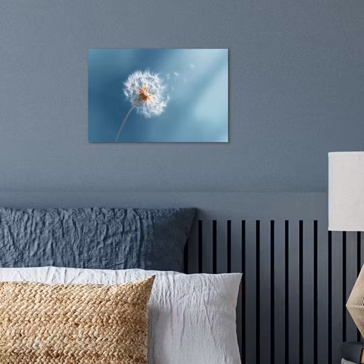 Paardenbloem - Wind - Blauw poster papier klein -sfeer2