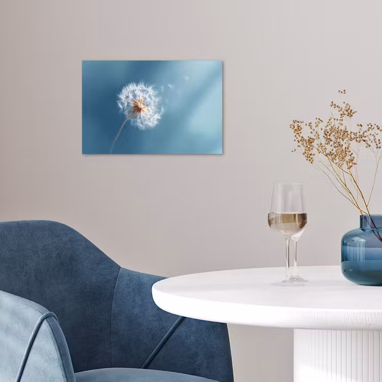 Paardenbloem - Wind - Blauw poster papier klein -sfeer3