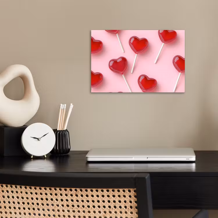 Lollies - Hartjes - Roze poster papier klein -sfeer1