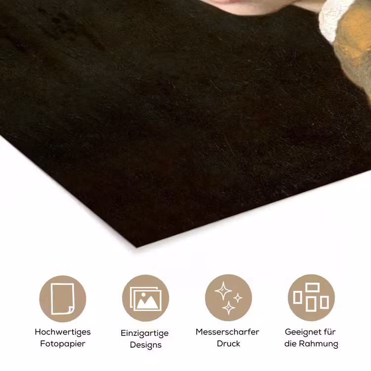 Meisje met de parel - Schilderij - Oude meesters - Vermeer poster papier klein -tcloseup_DE