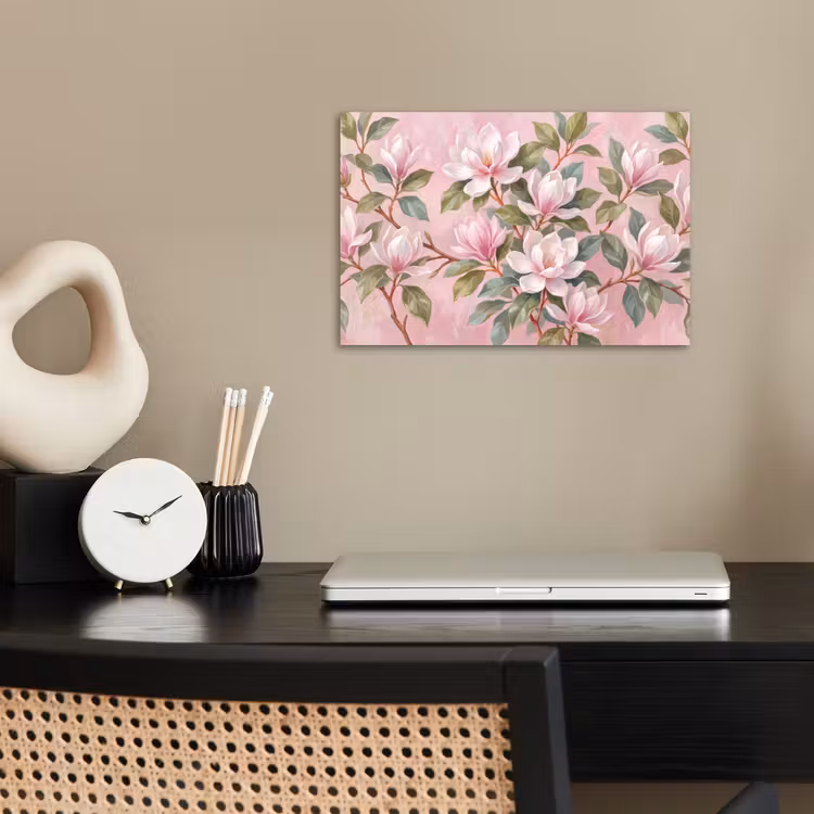 Magnolia's - Patroon - Roze poster papier klein -sfeer1