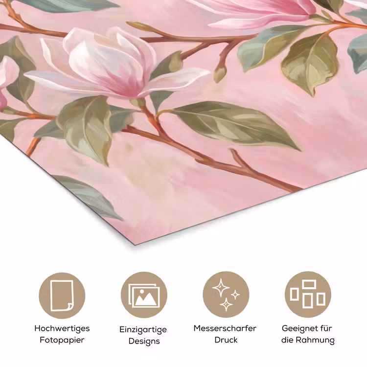 Magnolia's - Patroon - Roze poster papier klein -tcloseup_DE