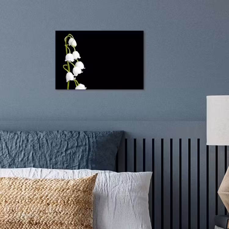 Lelietjes van dalen - Bloemen - Zwart - Flora poster papier klein -sfeer2