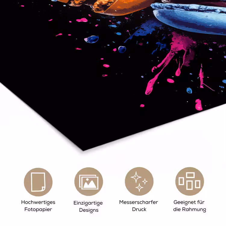 Macarons - Dessert - Graffiti - Kleurrijk - Roze - Blauw - Geel poster papier klein -tcloseup_DE
