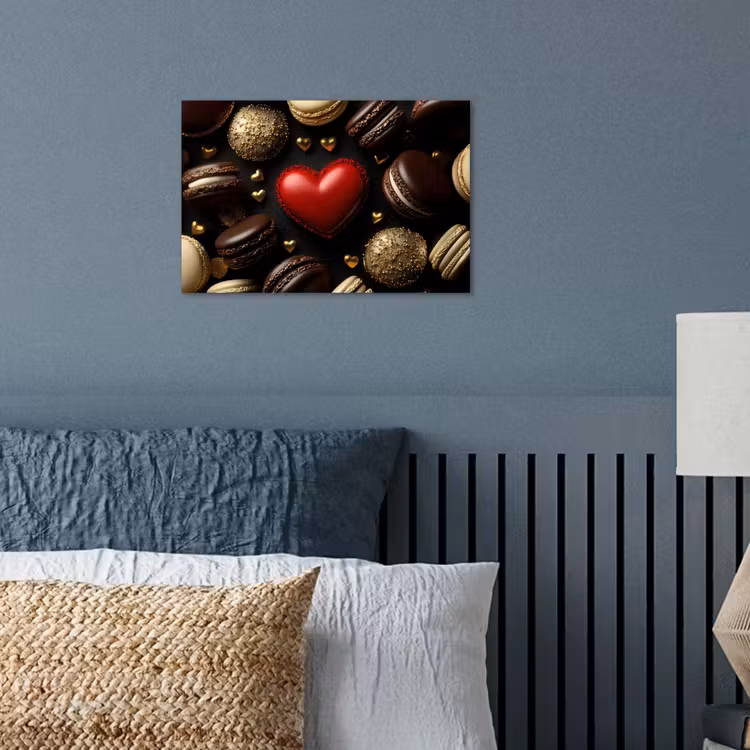 Macarons - Rood - Hart poster papier klein -sfeer2